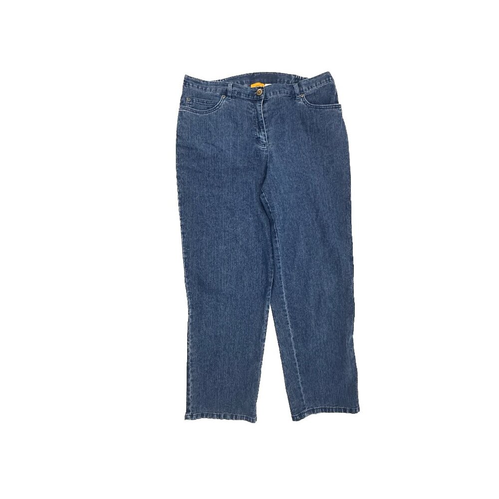 Ruby Rd. Side Elastic Straight Women's size 12 Dark Wash Blue Denim Jeans